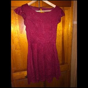 Wine Color Textured Dress